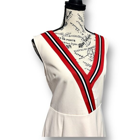 Anthropologie English Factory L Ivory Mini Dress Varsity Stripe Retro Preppy NWT - Picture 4 of 8